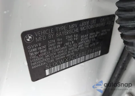 2011 BMW X3 xDrive35I z USA, uszkodzony, nr VIN 5UXWX7C54BL734971